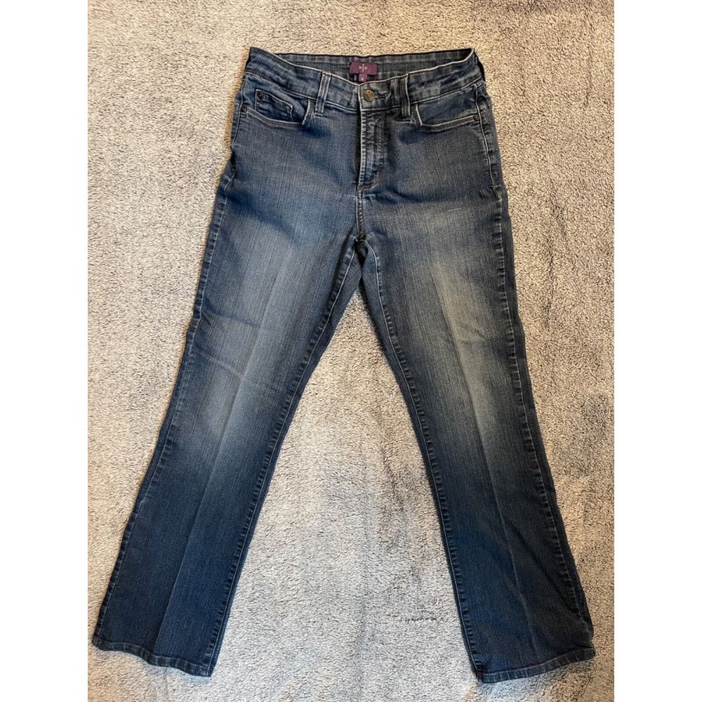 NYDJ Tummy Tuck Bootcut High Rise Stretch Dark Blue Denim Jeans 8 USA Made